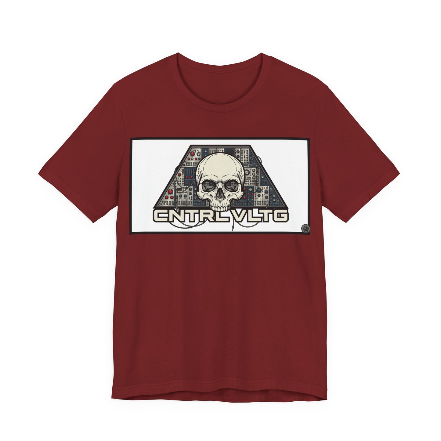 CV Control Voltage = TriBase White - Modular Synth Skull Analog Circuit Tee — “CNTRL VLTG” Retro Tech Graphic T-Shirt