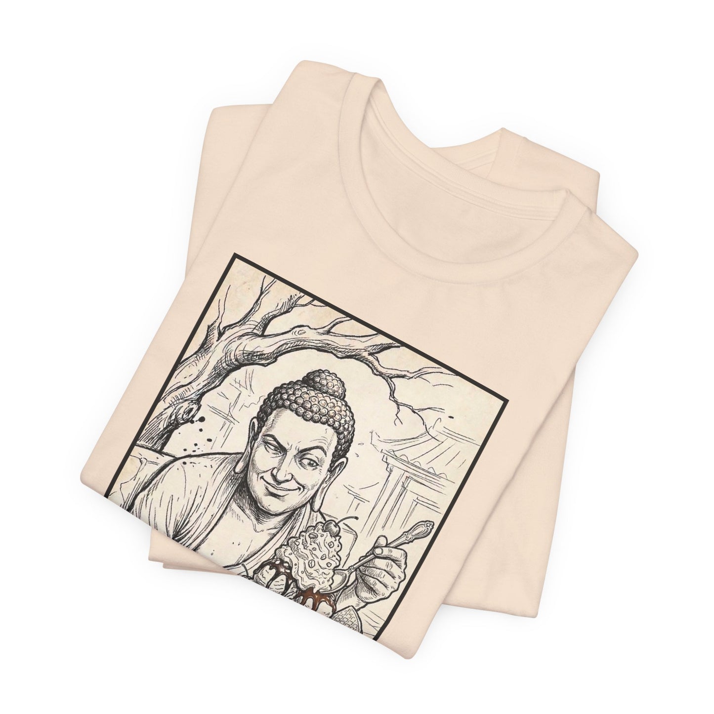 Bad Buddha Sundae Sketch Tee — Religious Humor Buddha Graphic T-Shirt