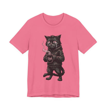 VOID - The Dark Void Cat T‑Shirt — Gothic Coffee Black Cat Illustration Tee