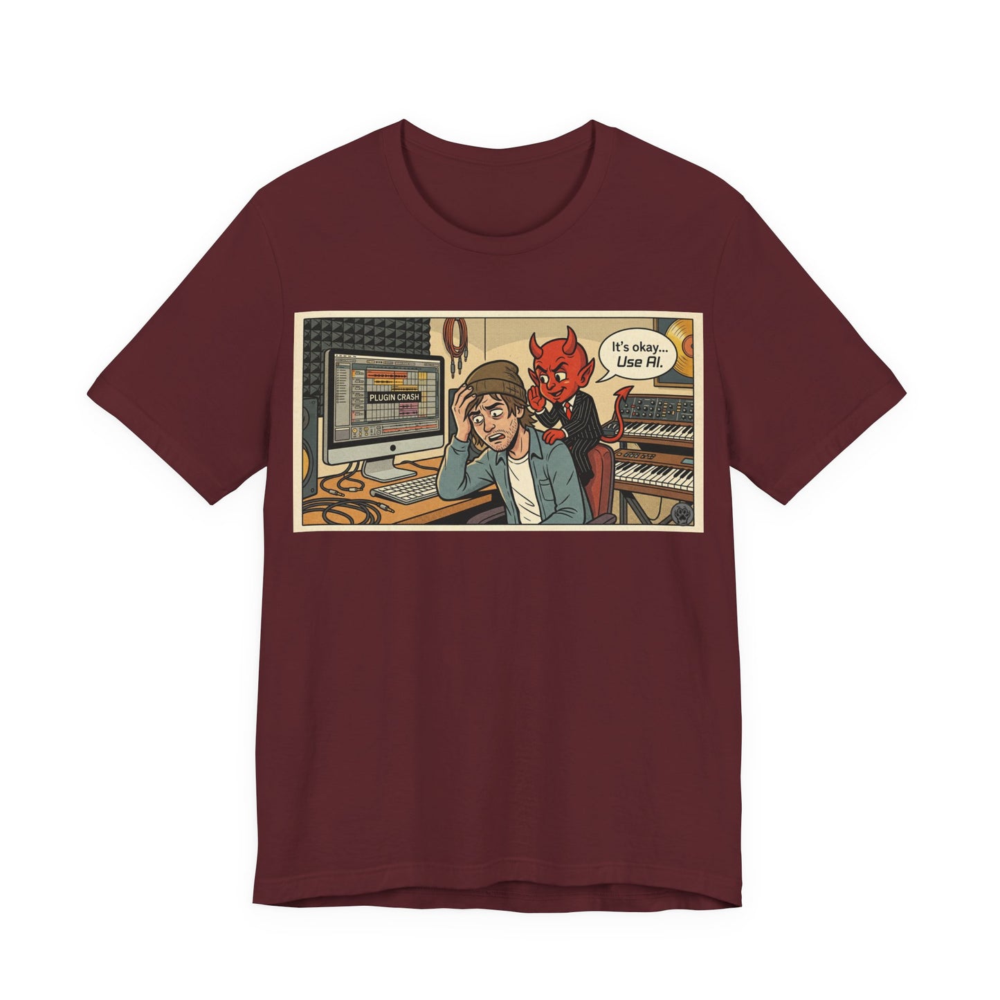 Use AI - Controversial Musician Humor Recording Studio T‑Shirt — Funny Comic “It’s Okay... Use Al” Music Producer Tee
