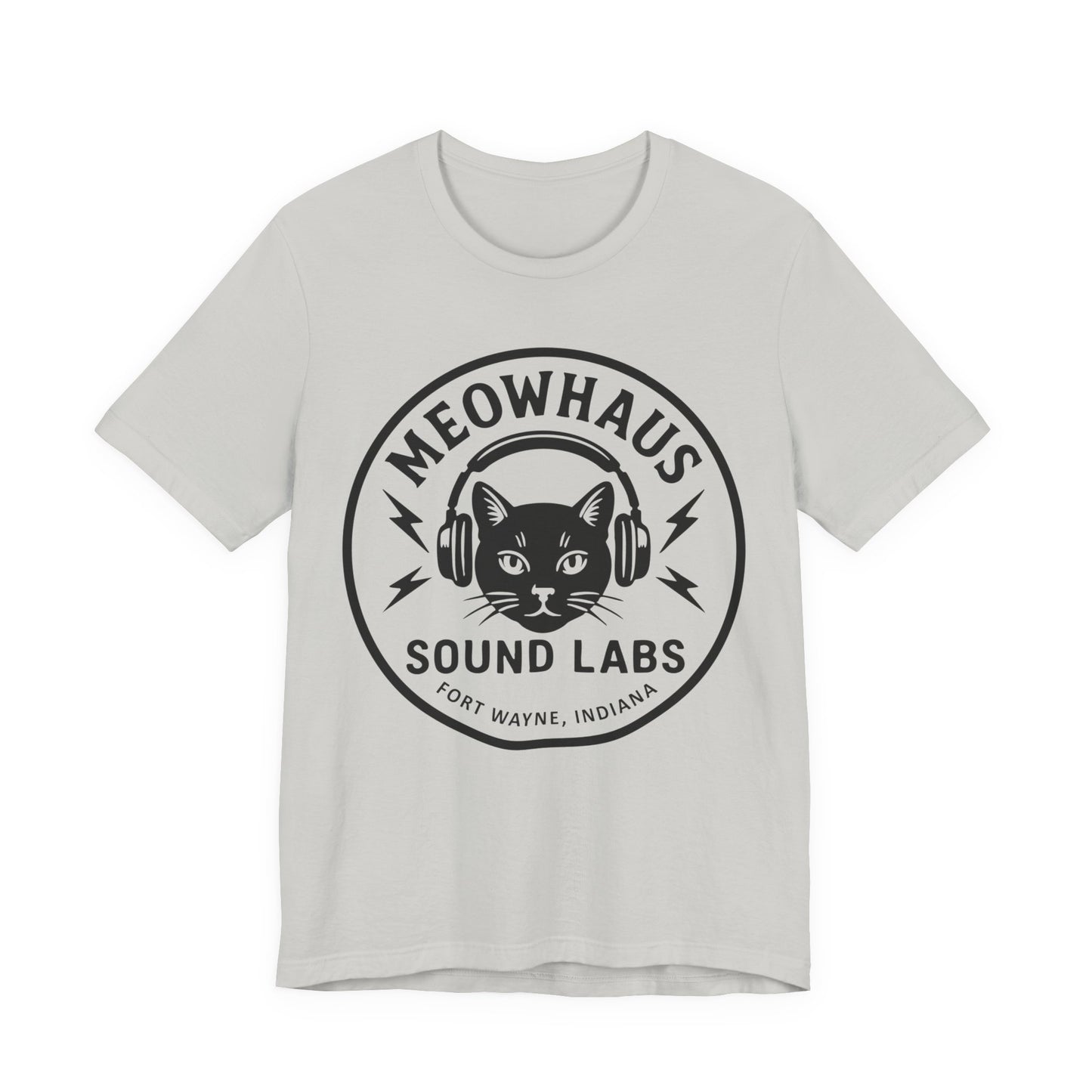 Meowhaus Sound Labs Cat Logo Tee - Large Clear Logo - Fort Wayne Indiana Audio Sound Music Recording Production Studio
