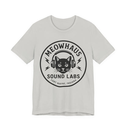 Meowhaus Sound Labs Cat Logo Tee - Large Clear Logo - Fort Wayne Indiana Audio Sound Music Recording Production Studio