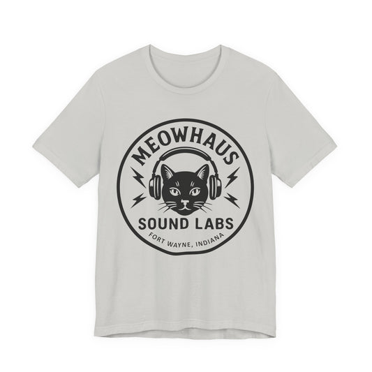 Meowhaus Sound Labs Cat Logo Tee - Large Clear Logo - Fort Wayne Indiana Audio Sound Music Recording Production Studio