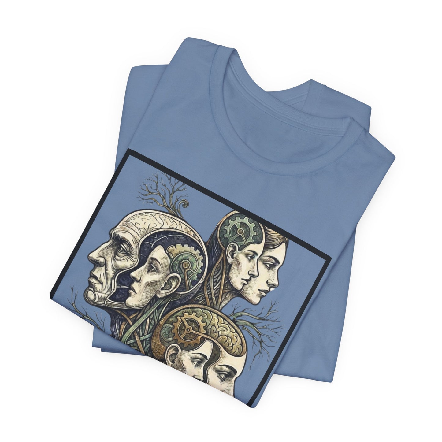 Family of Thought - Crop - Evolution of Minds T-Shirt — Surreal Human Faces Art Tee
