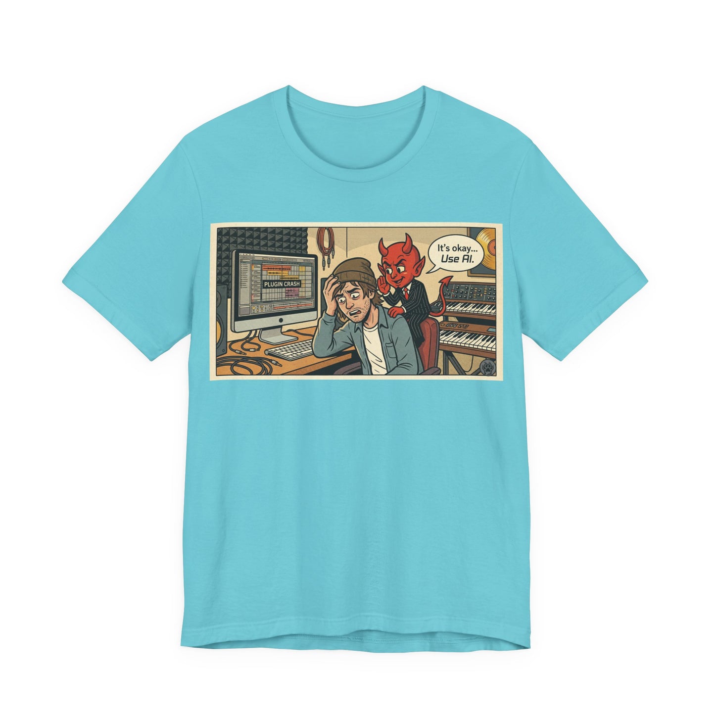 Use AI - Controversial Musician Humor Recording Studio T‑Shirt — Funny Comic “It’s Okay... Use Al” Music Producer Tee