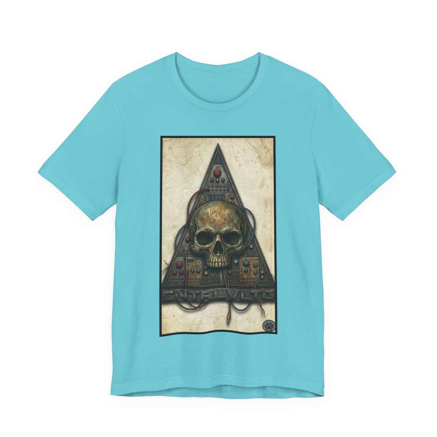 CV - Control Voltage - Ancient Skull Modular Analog Synth Tee — Retro Electronic Skull Graphic T-Shirt