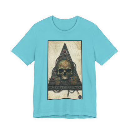 CV - Control Voltage - Ancient Skull Modular Analog Synth Tee — Retro Electronic Skull Graphic T-Shirt