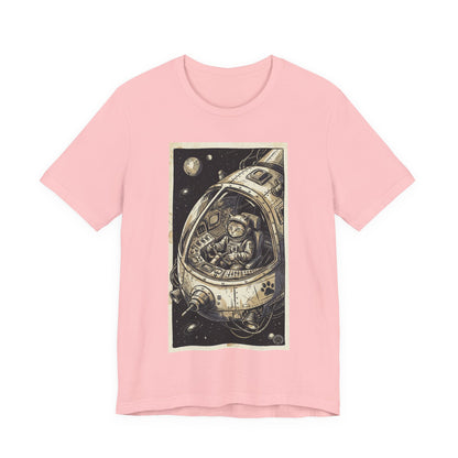 SpaceCat - To The Rescue! - Cat Astronaut in Rocket Capsule Graphic Tee – Vintage Style Space Pilot Illustration