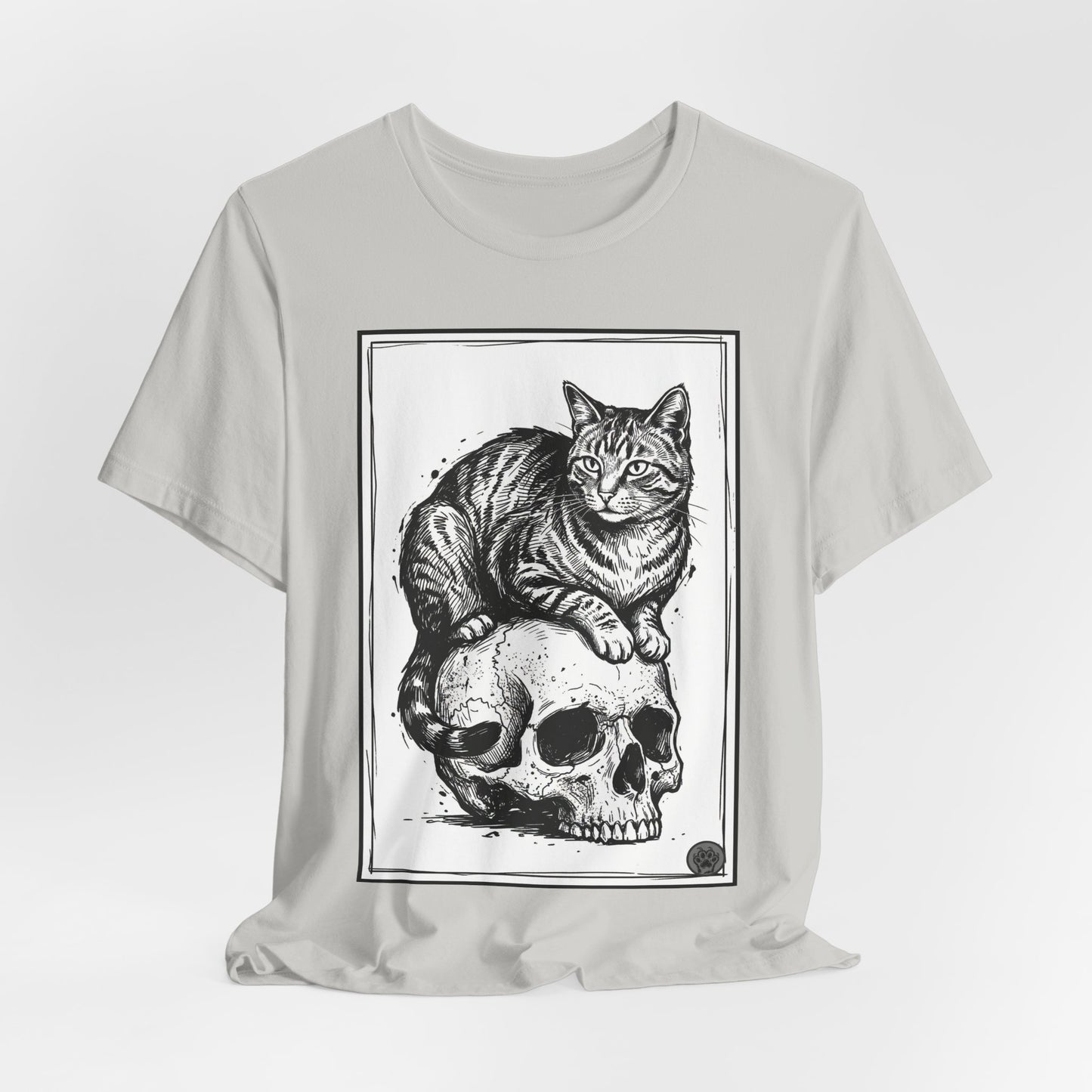 DarkArts Collection - Cat & Skull 2 T‑Shirt — Gothic Cat Skull Graphic Tee