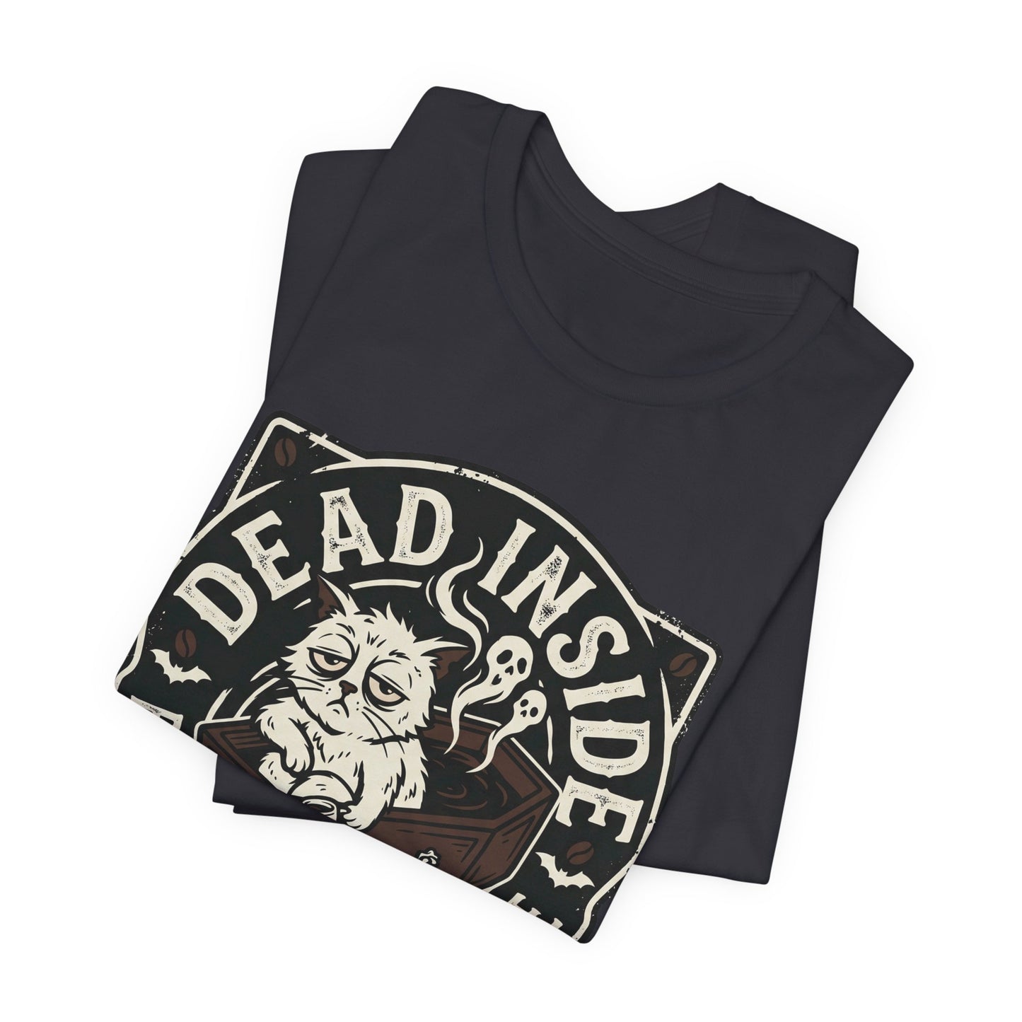 VOID - Dead Inside But Still Need Coffee T-Shirt - Coffee Cat Humor Tee