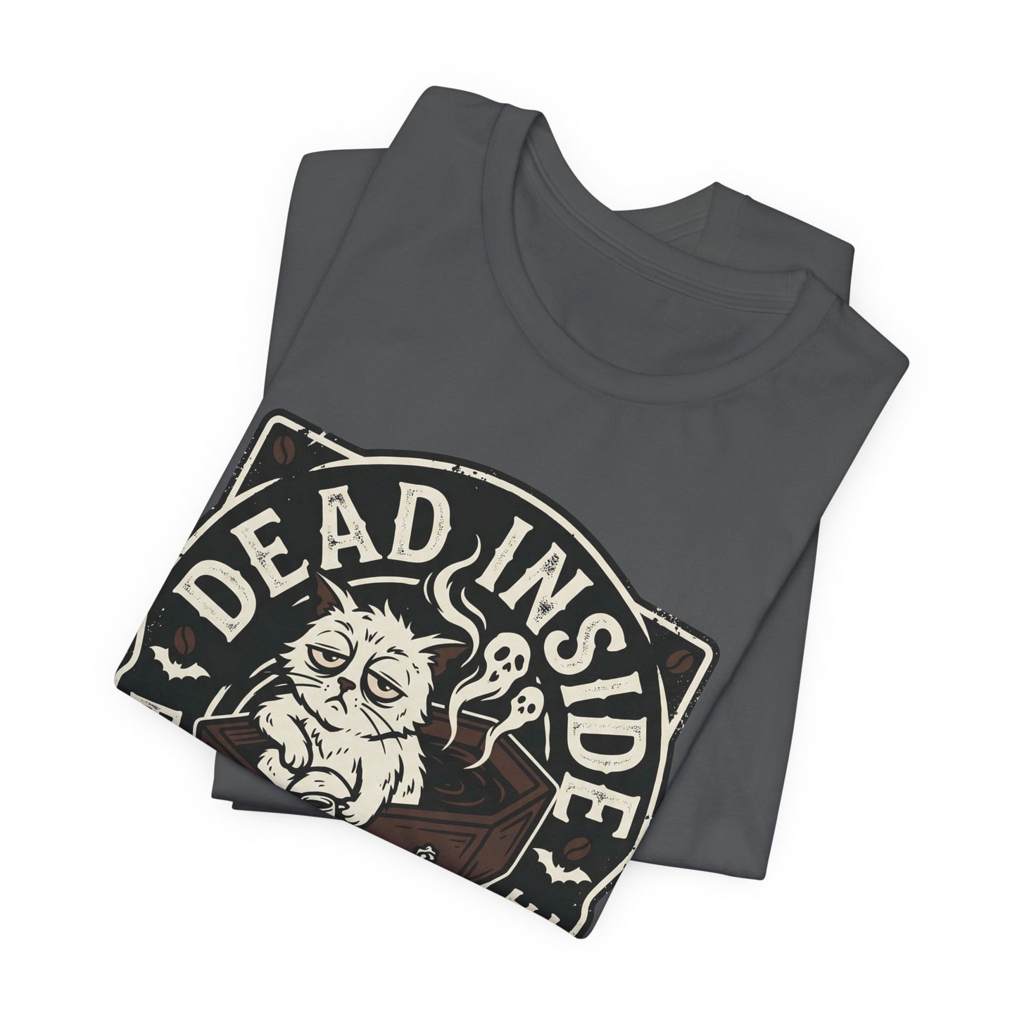 VOID - Dead Inside But Still Need Coffee T-Shirt - Coffee Cat Humor Tee