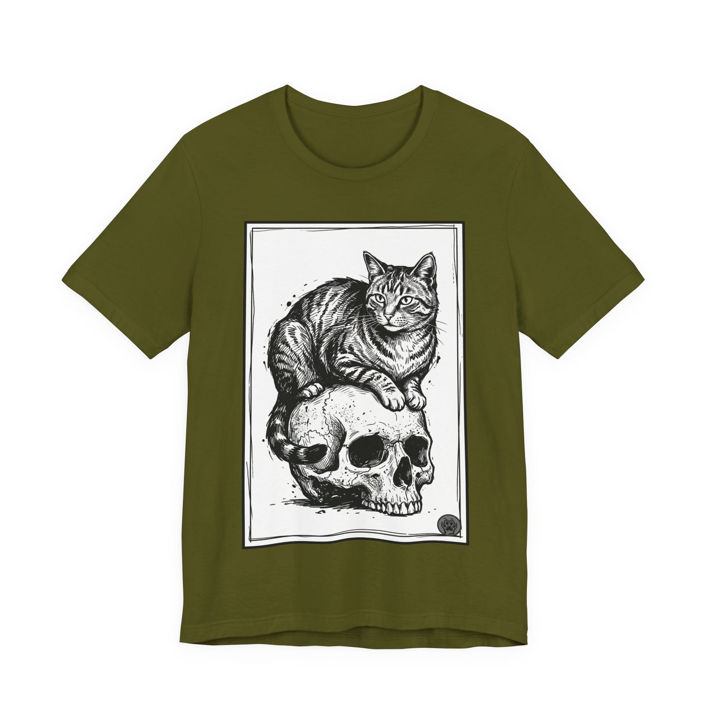 DarkArts Collection - Cat & Skull 2 T‑Shirt — Gothic Cat Skull Graphic Tee