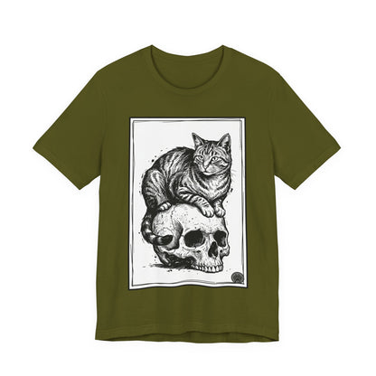 DarkArts Collection - Cat & Skull 2 T‑Shirt — Gothic Cat Skull Graphic Tee