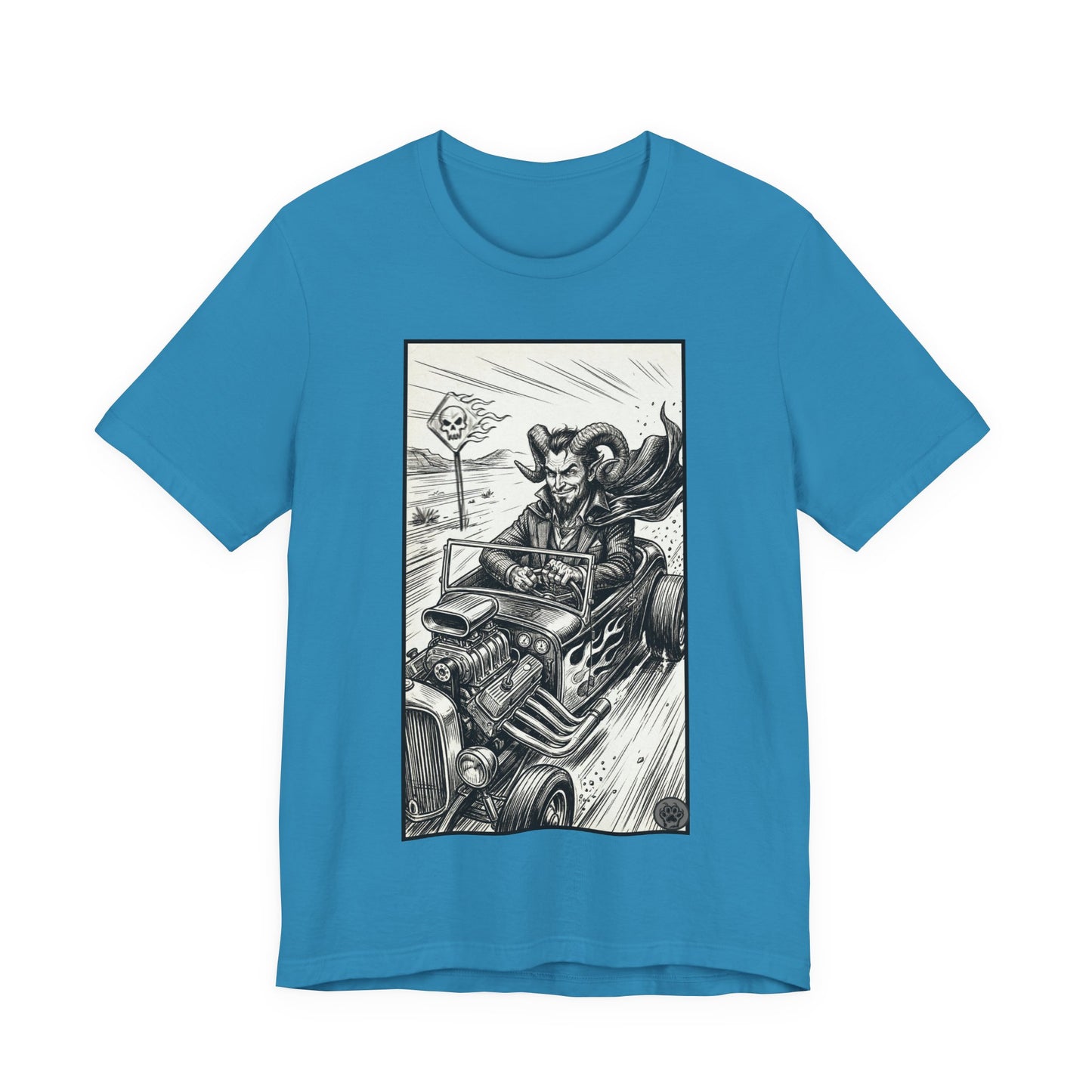 BLZB - Hot Rod Devil Driving T‑Shirt — Vintage Gothic Car Illustration Tee