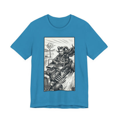 BLZB - Hot Rod Devil Driving T‑Shirt — Vintage Gothic Car Illustration Tee